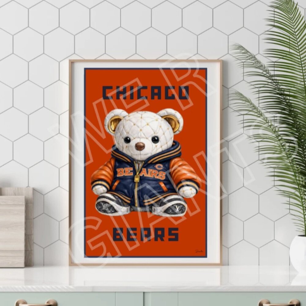 Chicago Bears Teddy Bear 11x17 Art Print